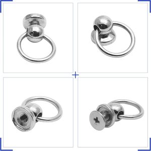 Kyuionty Rivets à vis à tête ronde avec anneau de traction, en métal, pour artisanat du cuir DIY, rivets à vis en O, rivets à clous pour sacs et murs - Product Image 3