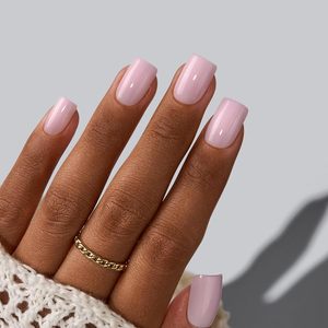 Faux ongles à presser, Yoga, <span class=keywords><strong>courts</strong></span> carrés, rose bébé, ongles d'été, 32 pièces |   Ongles naturels de qualité salon, tenue de plus de 2 semaines, pose en 10 minutes - Product Image 3