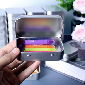 Rectangular <b>Small</b> Hinged Tin Box USB Drive Storage Tin <b>Containers</b> Recyclable Metal Food Grade Tin Cans for Cigarette - Product Image 4