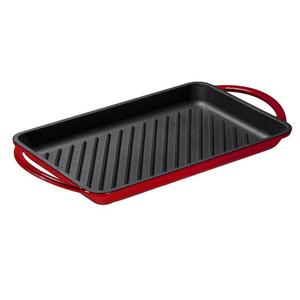 Sartén de hierro fundido esmaltado más vendida, plancha rectangular acanalada, sartén resistente con revestimiento rojo <span class=keywords><strong>para</strong></span> freír carne, barbacoa casera - Product Image 6