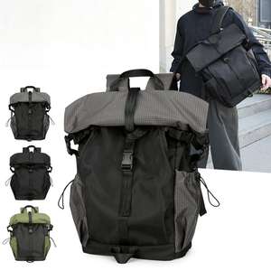 Sac à dos unisexe personnalisé à enroulement, sac à dos pour ordinateur portable noir à enroulement, sac à dos de voyage imperméable à enroulement, sac à dos scolaire pour adolescents - Product Image 1