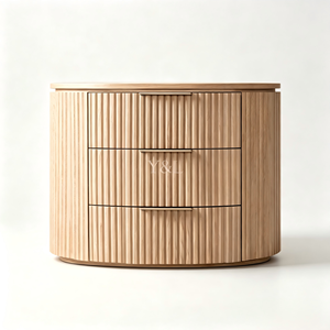 <span class=keywords><strong>Comodino</strong></span> Moderno in Legno Scanalato con Texture Ondulata, 3+ Cassetti, Ecologico, Fatto a Mano, Mobile da Camera da Letto - Product Image 1