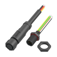 AHUA Fil électrique à souder personnalisé Connecteur de panneau mâle M08 1A DC Power Plug Overmold Female Cable Connector IP67 6Pin