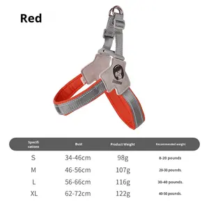 Harnais pour chien en polyester durable et alliage d'aluminium, fermeture à boucle, réfléchissant, réglable, anti-étranglement, léger, anti-évasion, directement de l'usine - Product Image 4