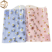 0.8MM Jelas Transparan Bunga Daisy Dicetak Berwarna PVC Jelly Kulit Imitasi Plastik Film Gulungan untuk Membuat Kerajinan Tas Kosmetik