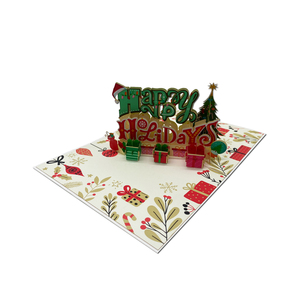 Cadeaux de Noël : Carte Pop-up 3D Joyeuses Fêtes, Artisanat en Papier Fait Main, Style Vietnamien, Motif Floral Personnalisé - Product Image 1