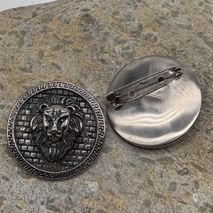 Broche de revers pour homme <span class=keywords><strong>Viking</strong></span> en acier inoxydable noir, motif tête de Jésus, loup et triangle en relief, style vintage, de Yiwu Aceon - Product Image 5