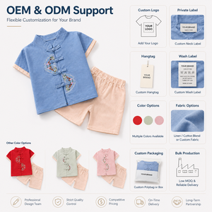 Completo Sportivo Estivo per Ragazzi, Abbigliamento Estivo Alla Moda per Bambini, Set Due Pezzi con Maniche Corte in Denim Patchwork - Product Image 3