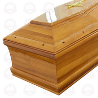 SDD Tmallwood Ataúd de Madera Maciza y Metal Estilo Europeo con Decoración de Cruz, Diseño de Pabellón Biselado, Tamaño Personalizable
