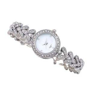 Montre-bracelet élégante de luxe pour femme à quartz, bracelet en zircon en forme de cœur, bracelet vintage à la mode avec breloque et points de diamant - Product Image 1
