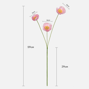 Nouveauté : Fleurs artificielles de pavot à 3 têtes en soie blanches et oranges pour la décoration de Noël, Pâques, mariages ou événements festifs à domicile - Product Image 4