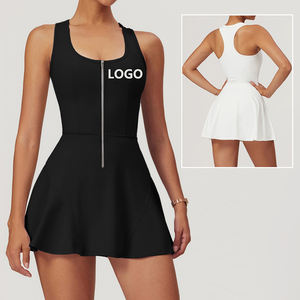 Tenniskleding Rok Sportpak Vrouwen Gym Rits Rok Met Korte Broek Custom Groothandel Effen Kleur Sexy Golf Sportkleding - Product Image 1