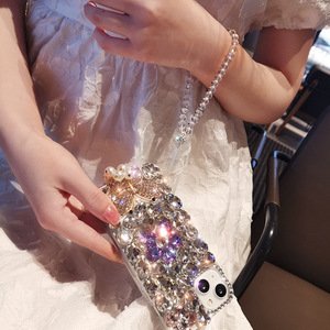 Funda de teléfono hecha a mano con diamantes de mariposa y flores de lujo para iPhone 15 14 13 12 11 Pro Max Bling - Product Image 4