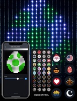 Cortina de Luces LED Inteligente con 400 LED Programables con Patrones y Texto, Sincronización Musical, Control Remoto, Aplicación y Controlador