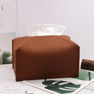 RTS Pu Leather Waterproof Rectangular <b>Tissue</b> Box Cover Portable Napkin Dispenser Foldable Organizer <b>Paper</b> Holder for Home Office - Product Image 3