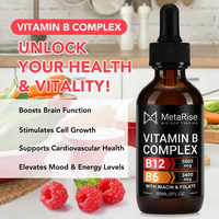 60 ml de méthylcobalamine, complexe B liquide en gouttes, supplément de vitamines B12 et B6 pour l'énergie, le cerveau et le cœur, sans gluten, végétalien, pour adultes