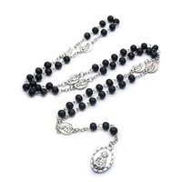 Chapelet Collier 6 mm Sept Douleurs de Marie Perles de Prière Médaille Vierge Marie Bijoux Catholiques