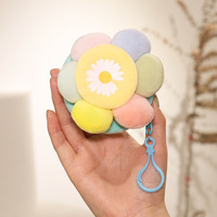 Offre Spéciale tissu fleur porte-monnaie porte-clés mignon Kawaii portefeuille avec fermeture éclair porte-clés enfants en peluche porte-monnaie amant cadeaux pour les femmes