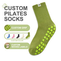 Chaussettes de yoga et de Pilates antidérapantes personnalisées, respirantes, en maille, avec design tricoté