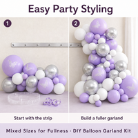 Kit d'arche de ballons en latex violet et argent chromé métallique pour décorations de fête de la Saint-Valentin, de mariage, de Noël et de Pâques en Chine