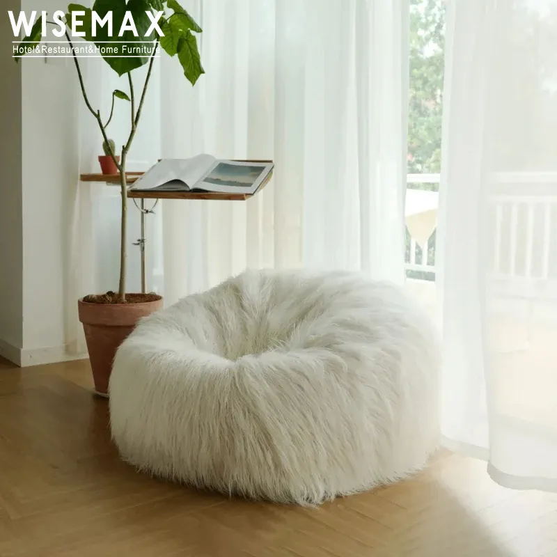 Wisemax - Móveis modernos e luxuosos de 6 pés, tecido de pele gigante, macio e fofo, saco de feijão grande e redondo, capa para sofá-cama preguiçoso, sala de estar