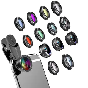 Produk Inovatif baru ponsel portabel Video fotografi lensa Vlog 15 in 1 lensa Kit lebar makro kaleidoskop lensa Filter UV