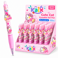 Stylo gel effaçable à chaud KAIX Comfort Grip OEM Private Label avec embout 3D en forme de chat, encre bleue, pour les devoirs des étudiants