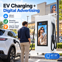 Écran publicitaire 43 pouces, chargeur rapide DC 60-360 kW, station de recharge pour véhicules électriques, CCS1 CCS2 GB/T NACS OCPP, double pistolet, EVSE commercial