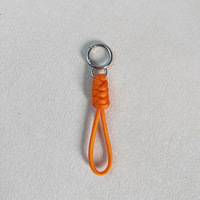 Porte-clés en corde de polyester tissée à la main, sangle courte anti-perte pour l'extérieur, anneau métallique, porte-clés de voiture, accessoire de camping et de randonnée
