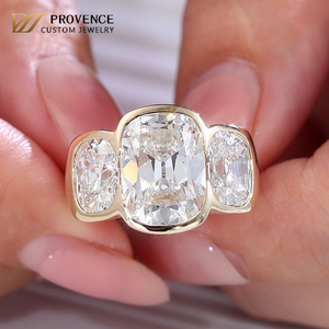 Anelli di Lusso in Oro Giallo Massiccio <span class=keywords><strong>18K</strong></span> con Diamanti Sintetici DEF Taglio Ovale, Gioielli Raffinati Personalizzabili per Uomo e Donna - Product Image 1