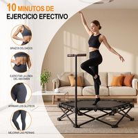 Trampolín Plegable Hexagonal Negro con Marco de Acero, Capacidad de Carga Máxima de 150 kg, Grado Comercial, Rebounder para Gimnasio en Casa, Disponible en España