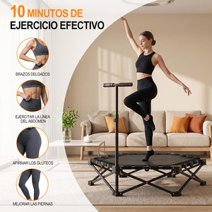 Trampoline pliable hexagonal noir en acier, en stock en Espagne, capacité maximale 150 kg, qualité commerciale, rebondisseur pour salle de sport à domicile - Product Image 2