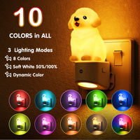 Veilleuse 3D LOHAS à brancher, Golden Retriever, capteur crépusculaire, couleurs RGB changeantes, LED dimmable pour chambre à coucher