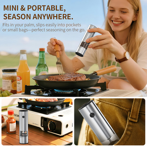 KLT Mini moulin à <span class=keywords><strong>poivre</strong></span> portable en métal et acier inoxydable Moulin à <span class=keywords><strong>poivre</strong></span> rechargeable Moulin à <span class=keywords><strong>poivre</strong></span> électrique - Product Image 3