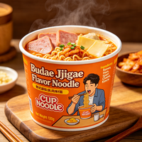 Mie Instan Rasa Budae Jjigae Pedas Rasa Stew Angkatan Darat Korea Grosir Kemasan Kotak/Cup