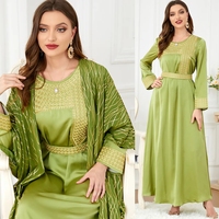 Ensembles Musulmans Élégants pour Femmes Kimono et Robe Vêtements Arabes Ramadan Abaya Dubaï Aïd Jalabiya Islamique Kaftan Marocain