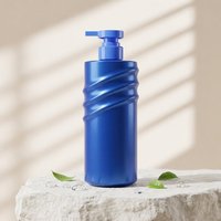 Botella PET Cilíndrica Brillante de 500 ml con Logotipo Personalizado, con Líneas de Contorno Curvas, Dispensador de Bomba para Champú, Loción y Productos para el Cuidado de la Piel