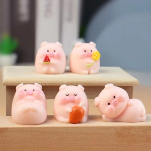 Figuras de cerdos de dibujos animados en miniatura de resina, forma de animal, decoración del hogar, adorno artístico para escritorio - Product Image 2
