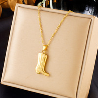 Collier avec pendentif en forme de bottes de cowboy western en acier inoxydable, nouveau design Meetyoo, bijoux pour femmes