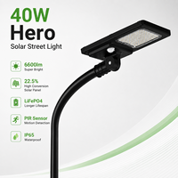 Lampadaires solaires pour extérieur, parking, 40W, lampadaires étanches IP67, lampadaires LED avec détecteur de mouvement, télécommande