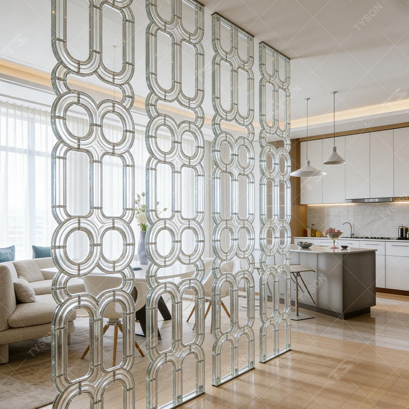 Modern Stainless Steel Frame Crystal Glass Metal Partition Wall Divider ...