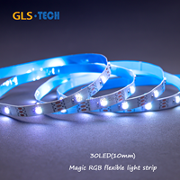 SMD5050 30 IC/m WS2812B RGBIC LED Strip 30Leds/m 5V 6W/m 10mm PCB Putih 1LED Dapat Dipotong Piksel yang Dapat Diatur untuk KTV Klub Bar Ruang Game