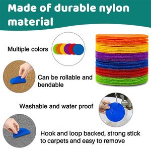 12 Color Digital Educational Carpet Markers Self-<b>Adhesive</b> Fastener Fabric Nylon Classroom Circles Spots Sit <b>Hook</b> Loop Tapes - Product Image 2