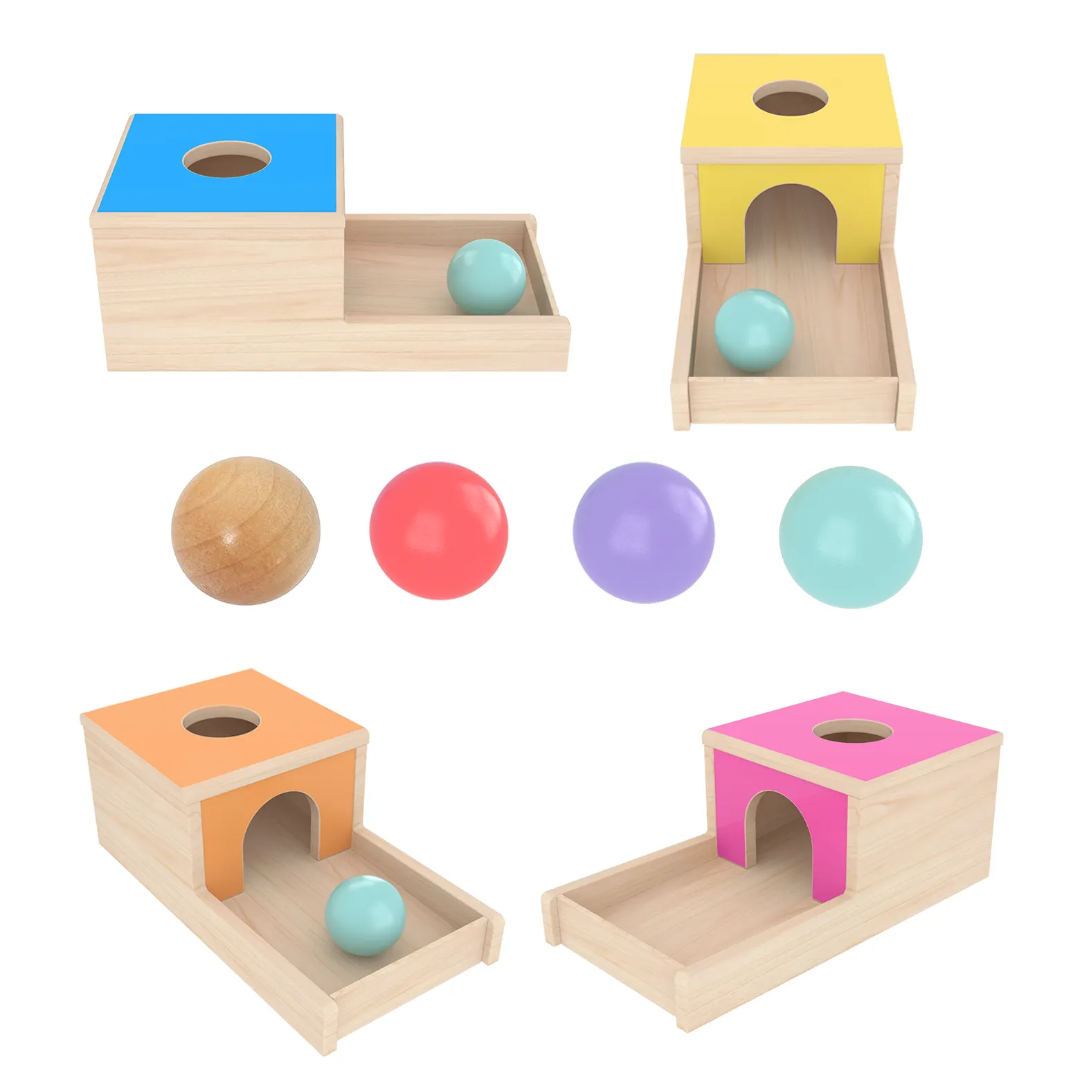 Montessori-caja de madera con bandeja para niños, juguete educativo Montesori ecológico para el jardín