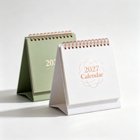 Kalender Meja Kertas Custom Grosir 2027 dengan Lubang dan Spiral Kawat, Perencana Bulanan untuk Penggunaan Kantor dan Sekolah