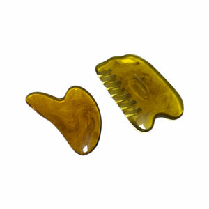 Precio barato logotipo personalizado al por mayor material de resina de color amarillo facial gua sha - Product Image 3