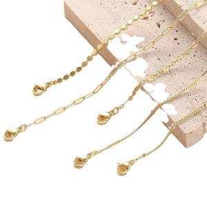 مجموعة من 5 أساور سلسلة فيجارو من الفولاذ المقاوم للصدأ للنساء مجوهرات دلاية معدنية ذهبية بسيطة وعصرية - Product Image 2