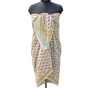 Pareo de una Pieza de Algodón Puro para Verano, Ligero y Transpirable, para Mujer, Traje de Baño con Estampado Floral y Logotipo Frontal - Product Image 1