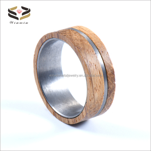 Anillo de madera de barril de whisky sólido Natural de 8mm para hombres, joyería de madera, anillo de compromiso de boda de tungsteno de moda - Product Image 2