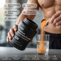 Poudre d'électrolytes aromatisée végétalienne GMP, formule personnalisée, mélange de boisson énergétique premium pour l'hydratation sportive, certifiée Halal pour adultes, soutient le système immunitaire